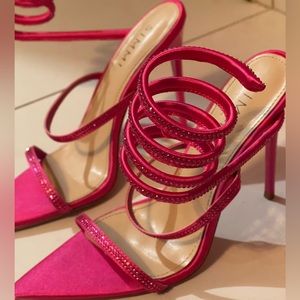 Pink Satin Stiletto Heels